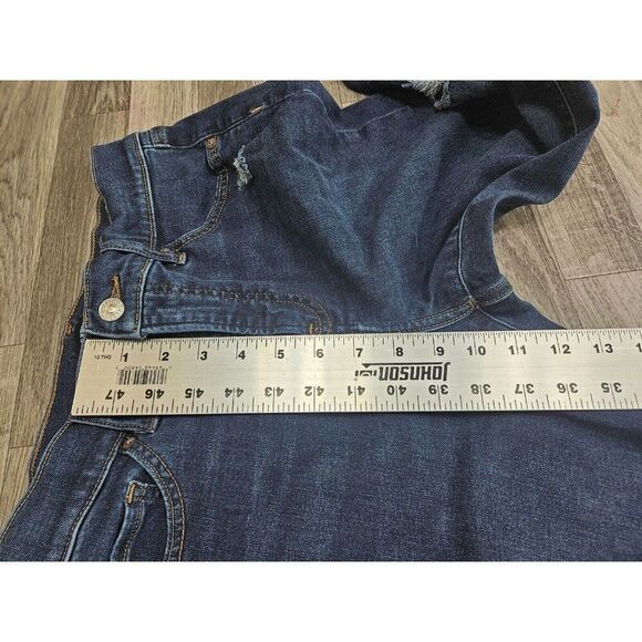 (3/$35) Express Size 8 R Skinny Mid Rise Distressed Whiskered Denim Blue Jeans - Picture 10 of 11